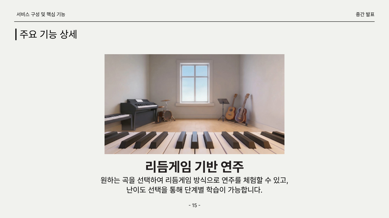 MU:RANG 리듬게임 기반 연주 화면 예시